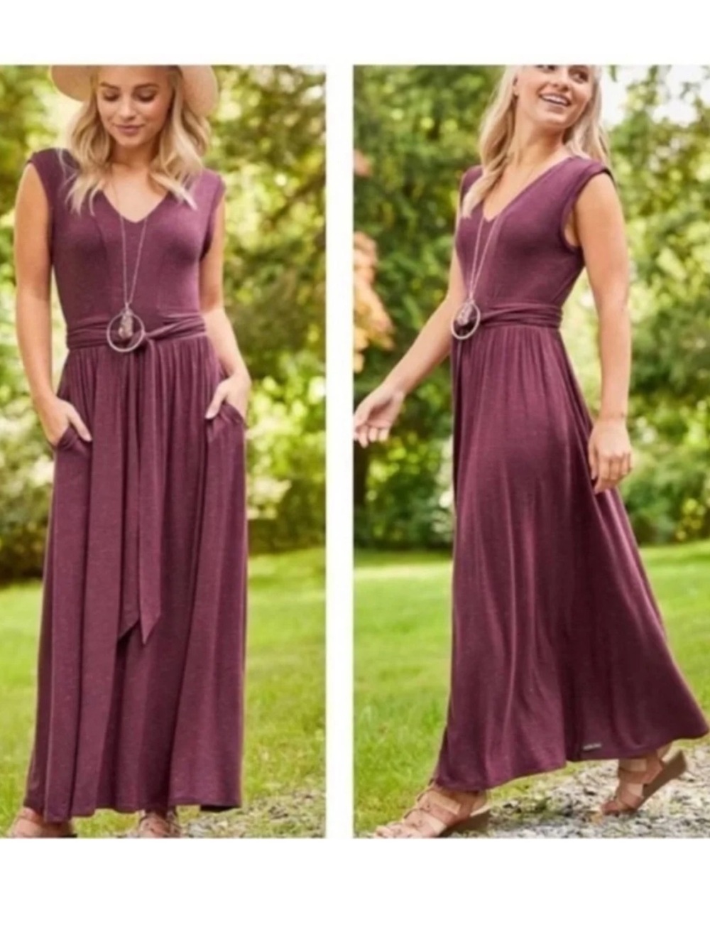 MATILDA JANE Chasing Waterfalls Purple Jersey Tie Waist Maxi Dress Size XL NWT - Picture 3 of 10
